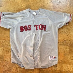 Majestic Boston Red Sox Daisuke Matsuzaka Gray and Red Baseball Jersey